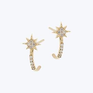 Micro Aztec North Star Half Hoops Earring